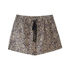 Women's Summer Animal Pattern Printed Poplin Shirt Shorts Suit