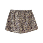 Women's Summer Animal Pattern Printed Poplin Shirt Shorts Suit