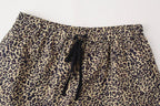 Women's Summer Animal Pattern Printed Poplin Shirt Shorts Suit