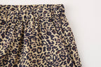 Women's Summer Animal Pattern Printed Poplin Shirt Shorts Suit