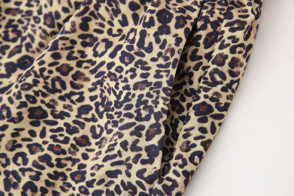 Women's Summer Animal Pattern Printed Poplin Shirt Shorts Suit