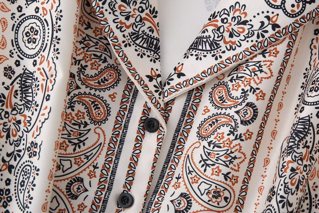 Puff-Sleeve-Print Dress