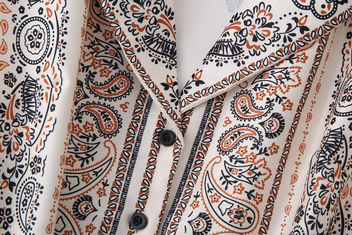 Puff-Sleeve-Print Dress