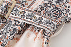 Puff-Sleeve-Print Dress