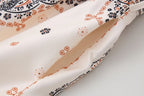 Puff-Sleeve-Print Dress