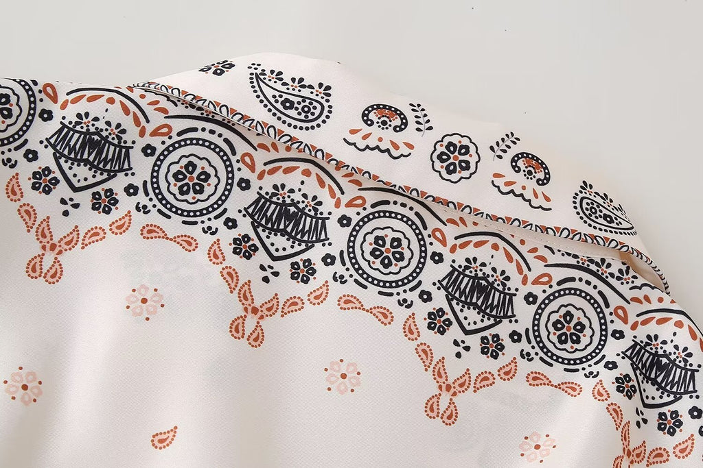 Puff-Sleeve-Print Dress