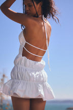 Women's Deep V-Neck Backless Halter Dress