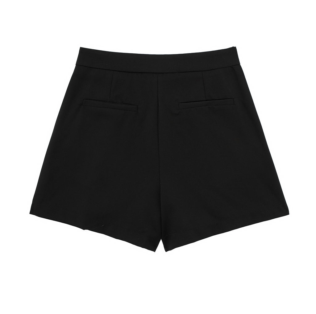Black Shorts Women High Waist Loose Korean A Line Wide Leg Outer Wear