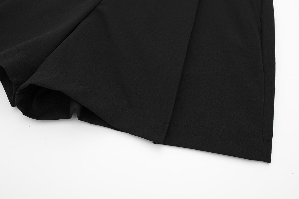Black Shorts Women High Waist Loose Korean A Line Wide Leg Outer Wear