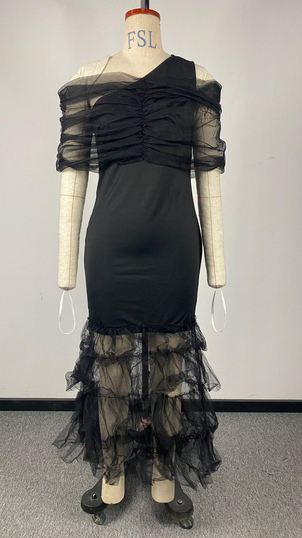 Women's Off-Shoulder Mesh Sleeveless Evening Dress