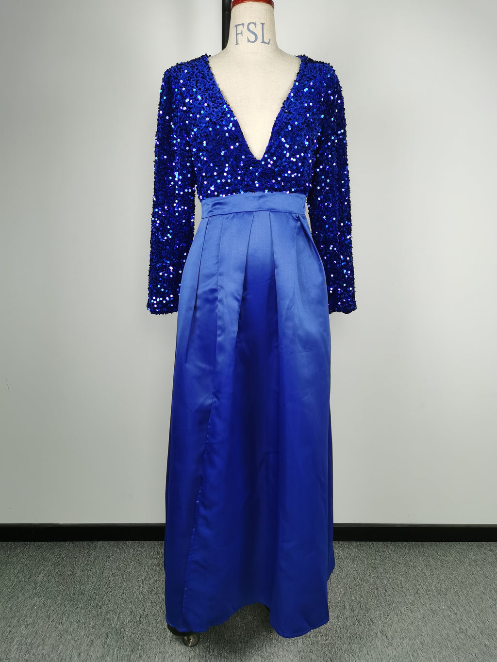 Women's Sequin V-Neck Split Evening Maxi Dress