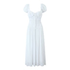 Backless Lace-Up Square-Neck Dress