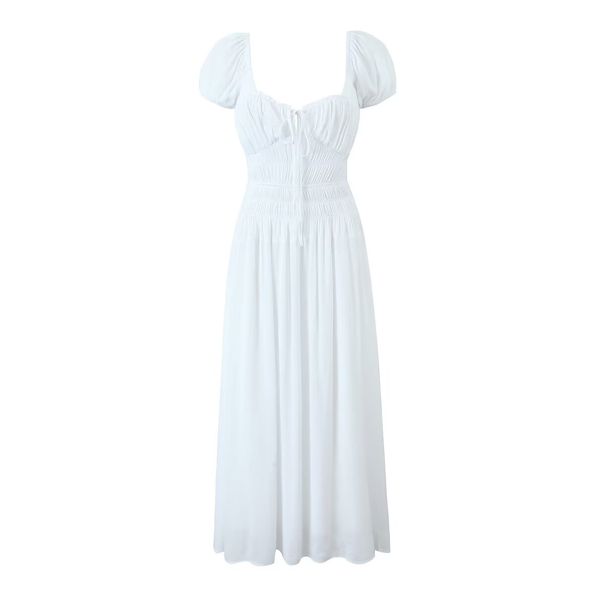 Backless Lace-Up Square-Neck Dress