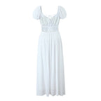 Backless Lace-Up Square-Neck Dress