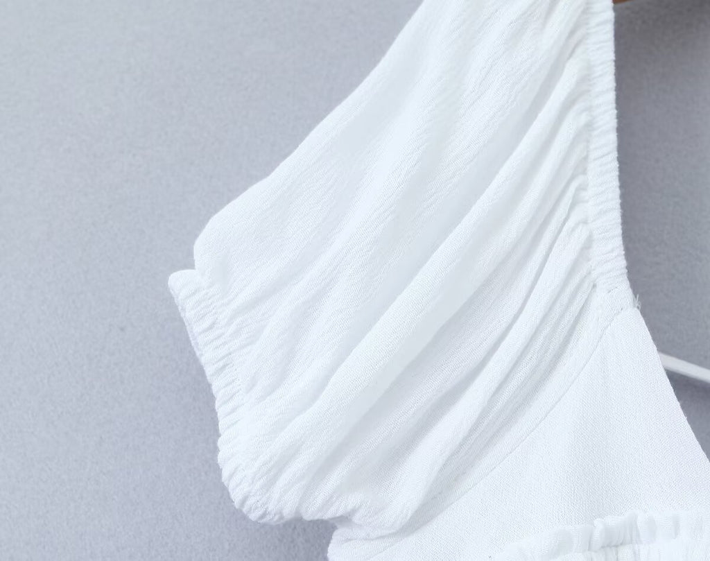 Backless Lace-Up Square-Neck Dress