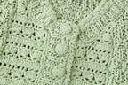 Women’s Green V Neck Button Cutout Knit Top