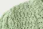 Women’s Green V Neck Button Cutout Knit Top