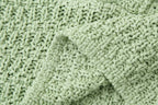 Women’s Green V Neck Button Cutout Knit Top