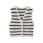 Women's Striped V-Neck Knitted Vest Top