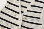 Women's Striped V-Neck Knitted Vest Top