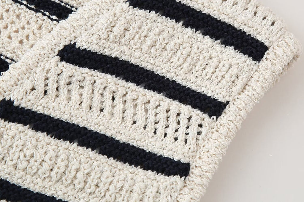 Women's Striped V-Neck Knitted Vest Top