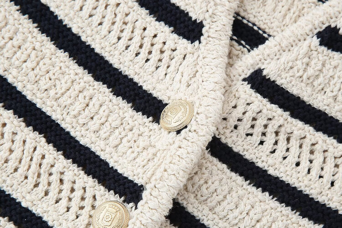Women's Striped V-Neck Knitted Vest Top