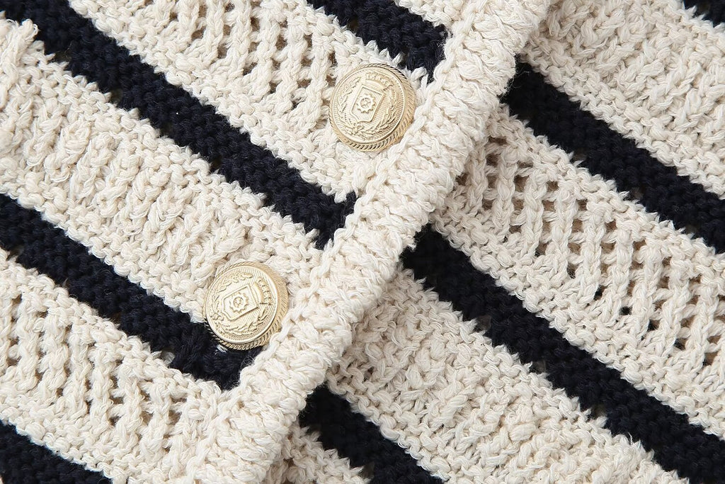 Women's Striped V-Neck Knitted Vest Top