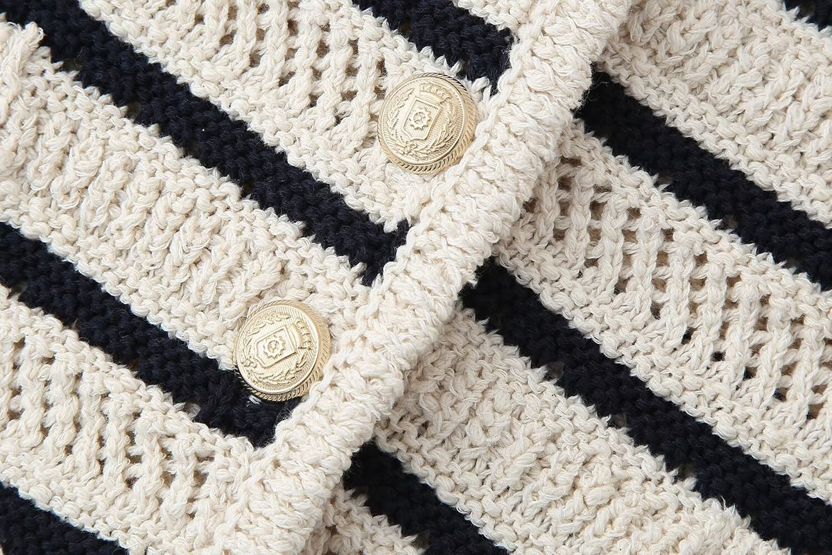 Women's Striped V-Neck Knitted Vest Top