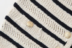 Women's Striped V-Neck Knitted Vest Top