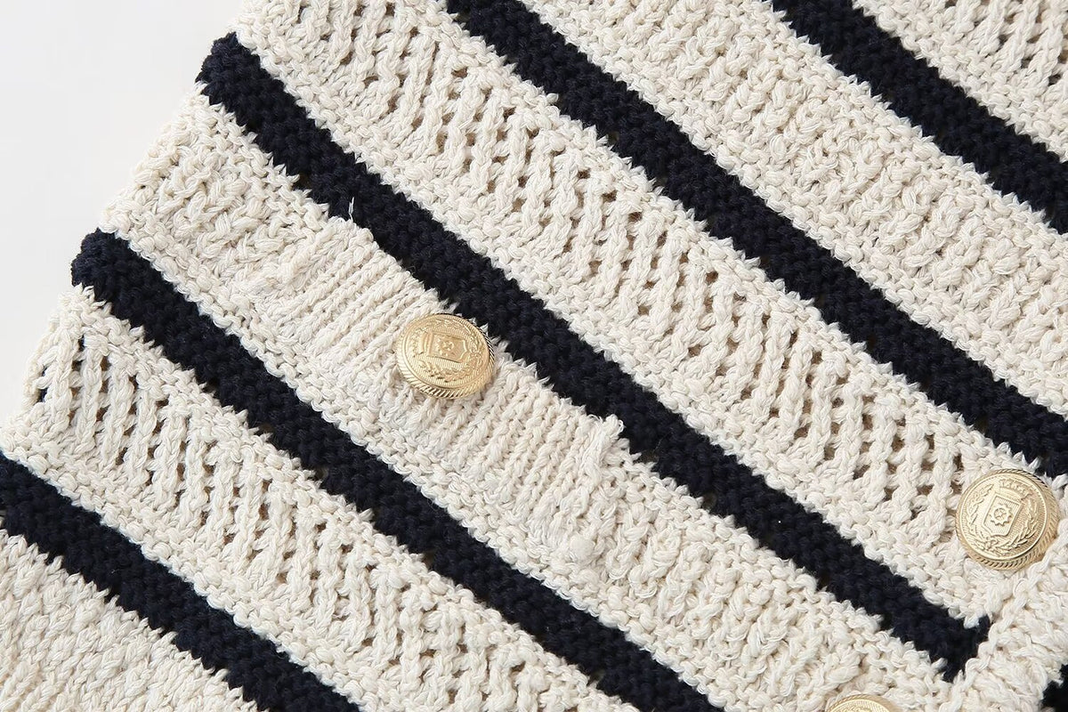 Women's Striped V-Neck Knitted Vest Top