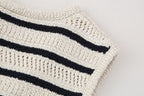 Women's Striped V-Neck Knitted Vest Top