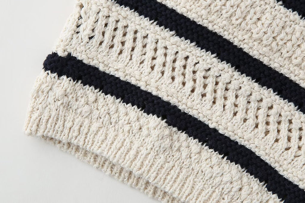 Women's Striped V-Neck Knitted Vest Top