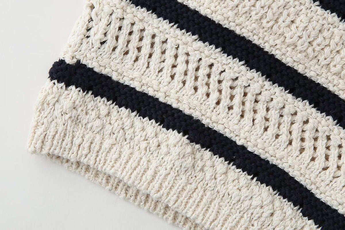 Women's Striped V-Neck Knitted Vest Top