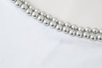 Women’s White Beaded Sleeveless Statement Top