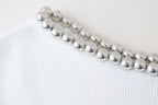 Women’s White Beaded Sleeveless Statement Top