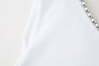 Women’s White Beaded Sleeveless Statement Top