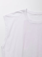 Women's Summer Women Clothing Stylish Simple Round Neck Sleeveless Printed T Shirt