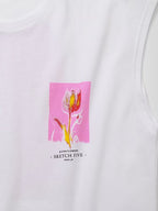Women's Summer Women Clothing Stylish Simple Round Neck Sleeveless Printed T Shirt