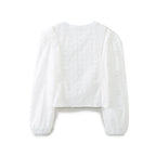 Women's French Hollow Out Cutout Embroidered Long Sleeve Shirt