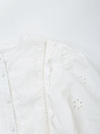 Women's French Hollow Out Cutout Embroidered Long Sleeve Shirt