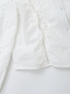 Women's French Hollow Out Cutout Embroidered Long Sleeve Shirt