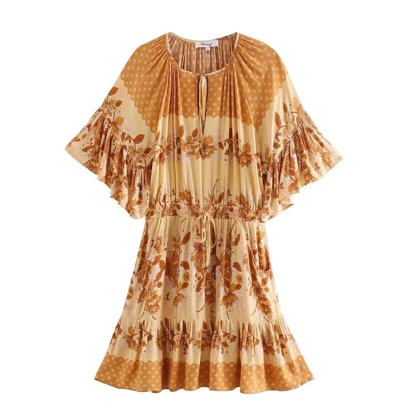 Women's Spring Casual Positioning Rayon Embroidered Dress