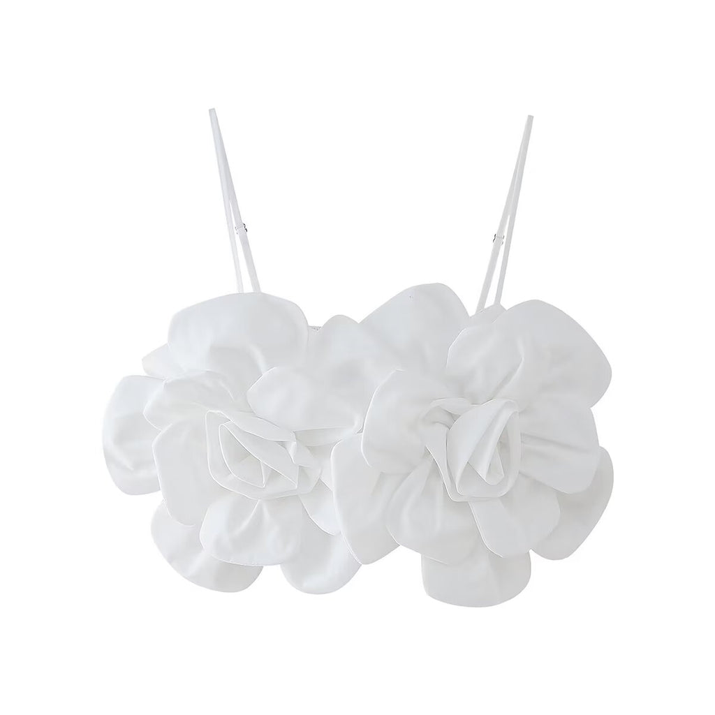 French Design Embossed Floral Strap Top