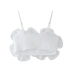 French Design Embossed Floral Strap Top