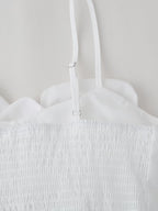 French Design Embossed Floral Strap Top