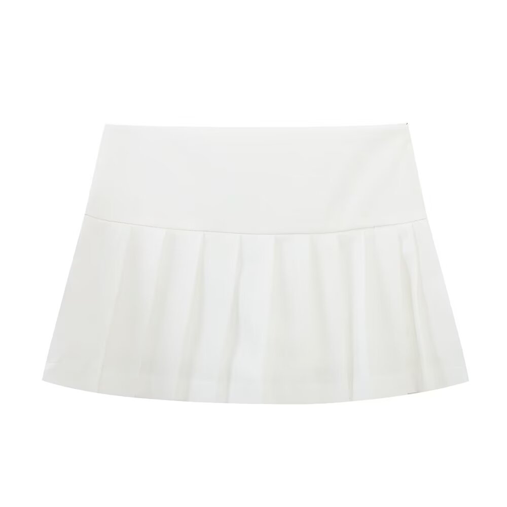 Myst Za Summer Casual High Waist Solid Color Wide Skirt