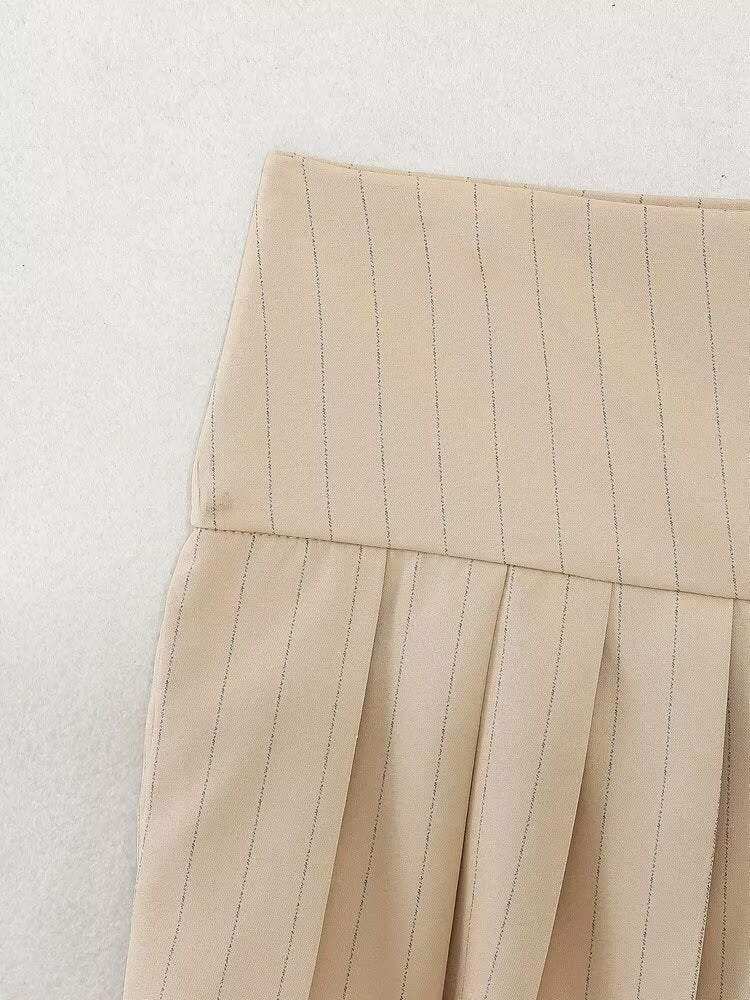 Myst Za Summer Casual High Waist Solid Color Wide Skirt