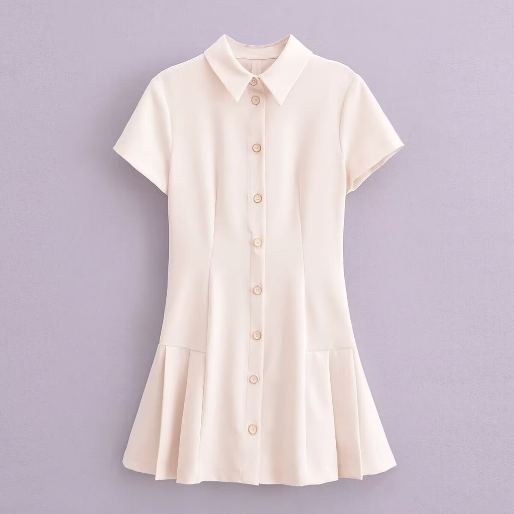 Color-Block Collared Shirt Dress