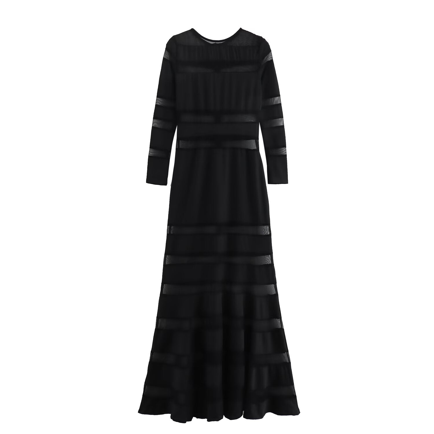 Black Panel Long-Sleeve Dress