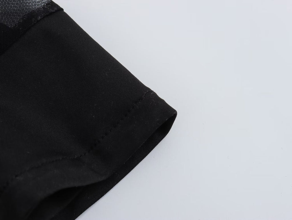 Black Panel Long-Sleeve Dress